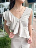 POINT MADE DIAGONAL RUFFLE JUMPSUIT