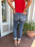 JUDY BLUE MID RISE CUFFED DESTROY BF JEAN