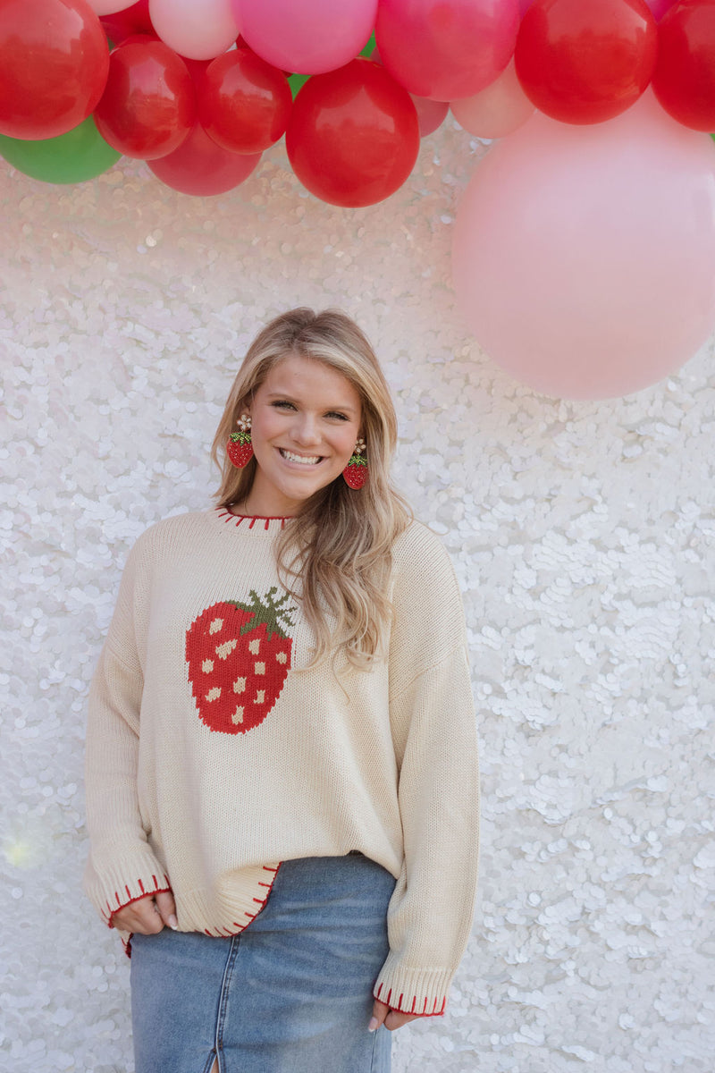 THE STRAWBERRY STITCH SWEATER – RAOK boutique