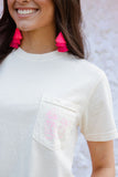 CHECKERED BOOT + BOW BERRY POCKET COMFORT COLORS TEE