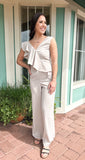 POINT MADE DIAGONAL RUFFLE JUMPSUIT