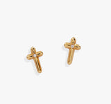ALEX & ANI CRYSTAL CROSS MINI STUD EARRINGS