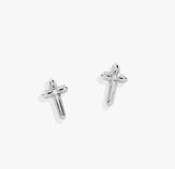 ALEX & ANI CRYSTAL CROSS MINI STUD EARRINGS
