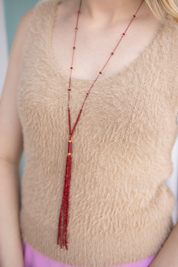 BETTER WITH BEADS TASSEL NECKLACE
