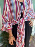 THE GIGI STRIPED TIE CARDI