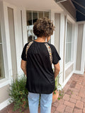 AUTHENTIC LOVE LEOPARD TRIM TOP