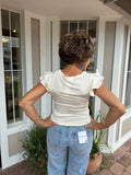 RAISED FREE FLUTTER SLEEVE TOP
