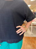 THE RIGHT CALL LINEN FRAYED HEM TOP