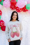 FEMME STRAWBERRY BOW GRAPHIC SWEATSHIRT