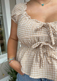 FAITHFUL WISH GINGHAM BOW TOP
