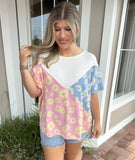 POSITIVE INTENTION FLORAL PRINT ROUND NECK TOP