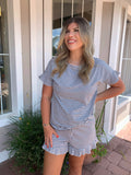 ON THE GO STRIPED SHORT SET