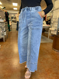 THE BEAU DRAWSTRING WIDE LEG DENIM PANTS