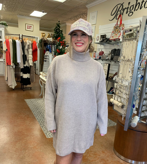 TIME TO GO TURTLE NECK KNIT SWEATER DRESS