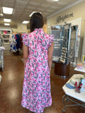 LOVELY GRACE FLUTTER SLEEVE MIDI DRESS