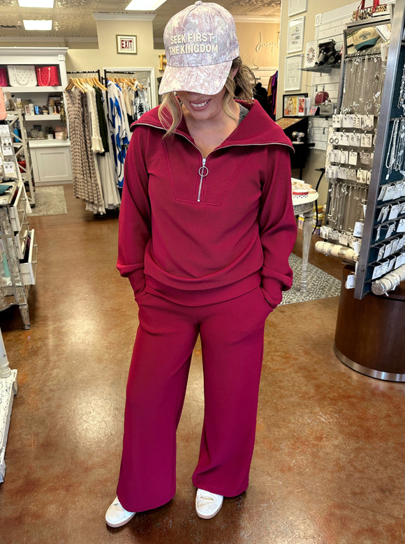 MY POINT RIBBED HALF ZIP SET