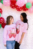 FEMME STRAWBERRY BOW GRAPHIC SWEATSHIRT