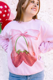 FEMME STRAWBERRY BOW GRAPHIC SWEATSHIRT