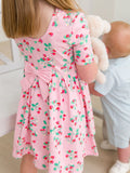 STRAWBERRY SHORT SLEEVE KNIT TWIRL DRESS