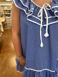 CATCH MY DRIFT STRIPED RUFFLE DRESS