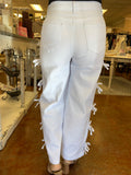 TIED TO CHARM BOW DETAIL WHITE JEANS