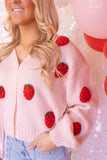 STRAWBERRIES UPON STRAWBERRIES KNITTED 3D CARDI