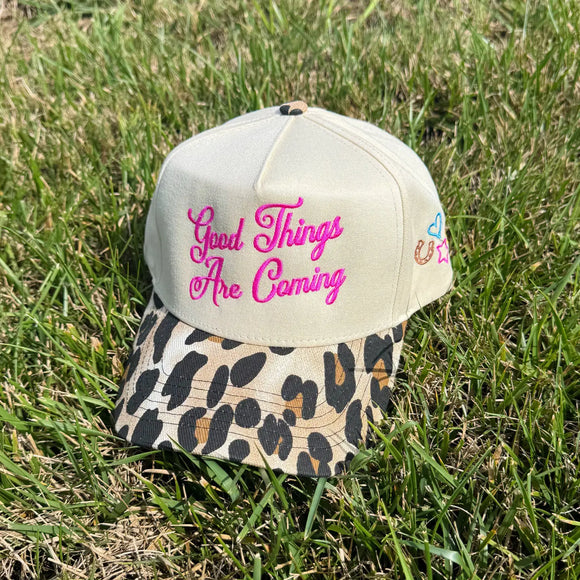 GOOD THINGS ARE COMING LEOPARD HAT