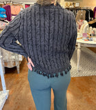 THOUGHT YOU'D KNOW CABLE KNIT FRINGE SWEATER