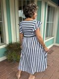 TIMELESS TREASURE STRIPED MIDI DRESS