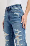JUDY BLUE H/W HEAVY DISTRESSED STRAIGHT JEAN
