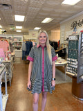 ATTENTION TO DETAIL CONTRASTING STRIPE DRESS