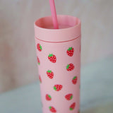 STRAWBERRY MATTE 16 OZ PINK TUMBLER