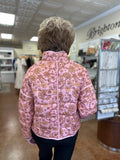 THE LOVEY PINK FLORAL LIGHT WEIGHT QUILTED JACKET