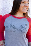 HE CAN. HE WILL. HE DID. STRAWBERRY RAGLAN TEE