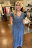 STAY PUT CHAMBRAY WIDE LEG JUMPSUIT