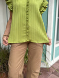 RUFFLED FEATHERS V-NECK TOP