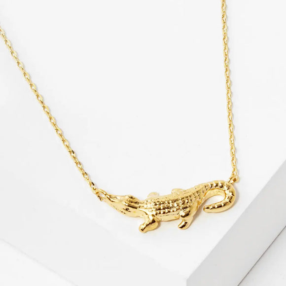 GATOR 18k WHITE GOLD DIPPED NECKLACE