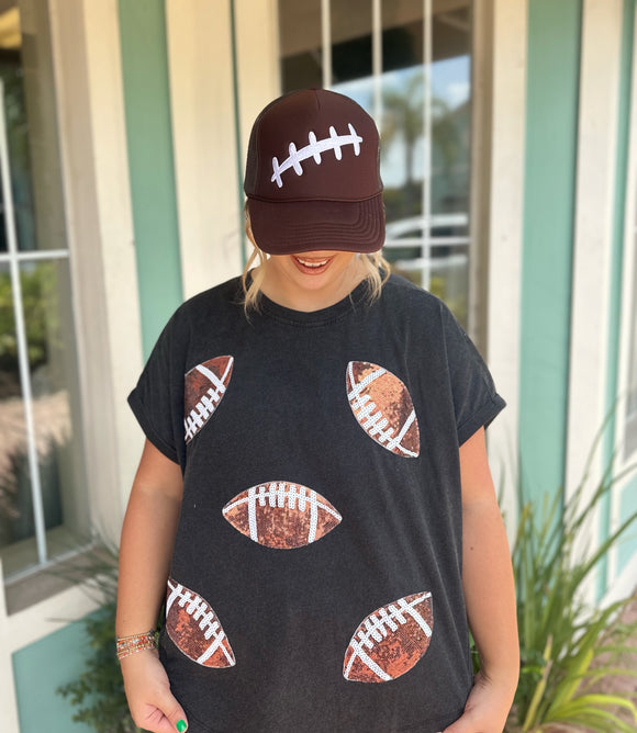 HUT HUT SPARKLE SEQUIN FOOTBALL TOP