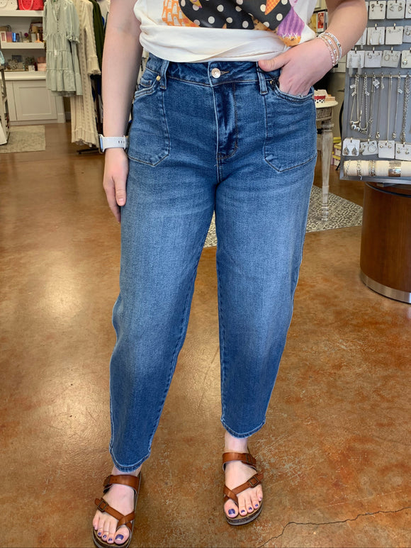 JUDY BLUE HW SOFT BARREL STITCH POCKET