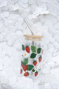 STRAWBERRY PATCH GLASS CAN