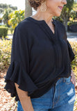 PULLED TOGETHER BELL SLEEVE TOP