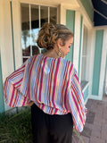 THE GIGI STRIPED TIE CARDI