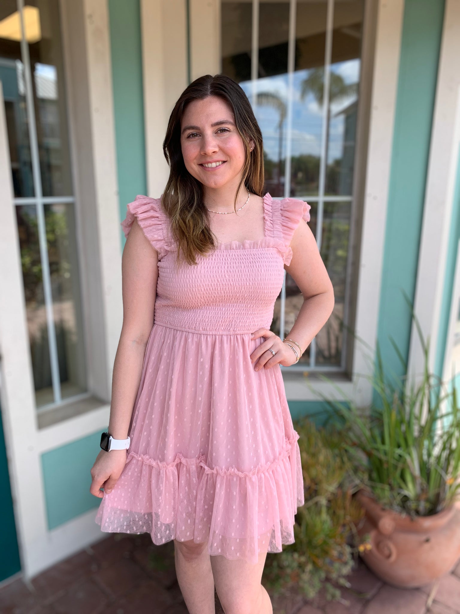 TEA TIME CHIFFON SMOCKED MINI DRESS RAOK boutique TEA TIME CHIFFON SMOCKED MINI DRESS RAOK boutique