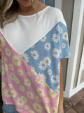 POSITIVE INTENTION FLORAL PRINT ROUND NECK TOP