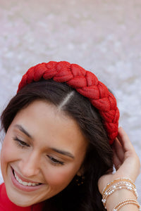 SWEET MIRACLES RED GLITTER BRAIDED HEADBAND