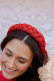 SWEET MIRACLES RED GLITTER BRAIDED HEADBAND