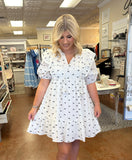 TIED UP LOVELY BOW PRINT MINI DRESS