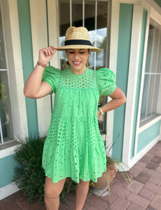 CHARMING DOLL EYELET MINI DRESS