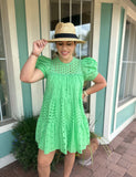 CHARMING DOLL EYELET MINI DRESS