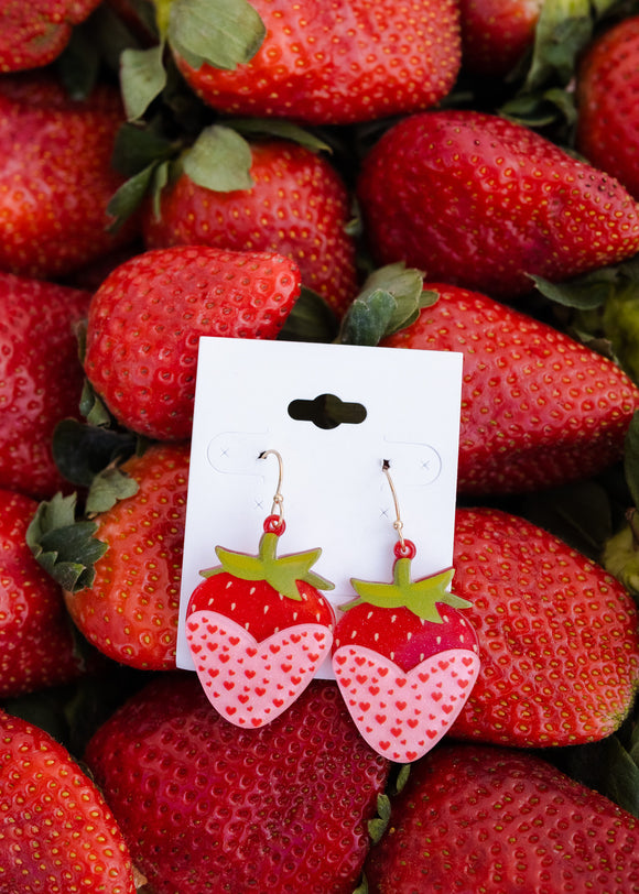 STRAWBERRY DIPPED ACRYLIC EARRING